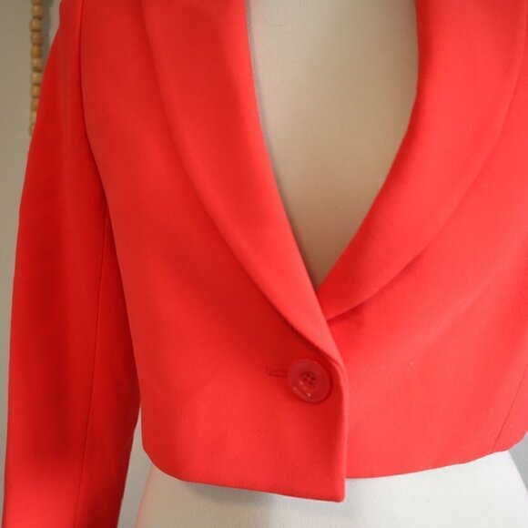 NWT Alice + Olivia Women's Red Macey Crop Notch Collar Blazer Jacket Size 6 - Picture 5 of 9